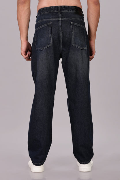 Dark Vintage Blue Ripped Jeans | Baggy Fit