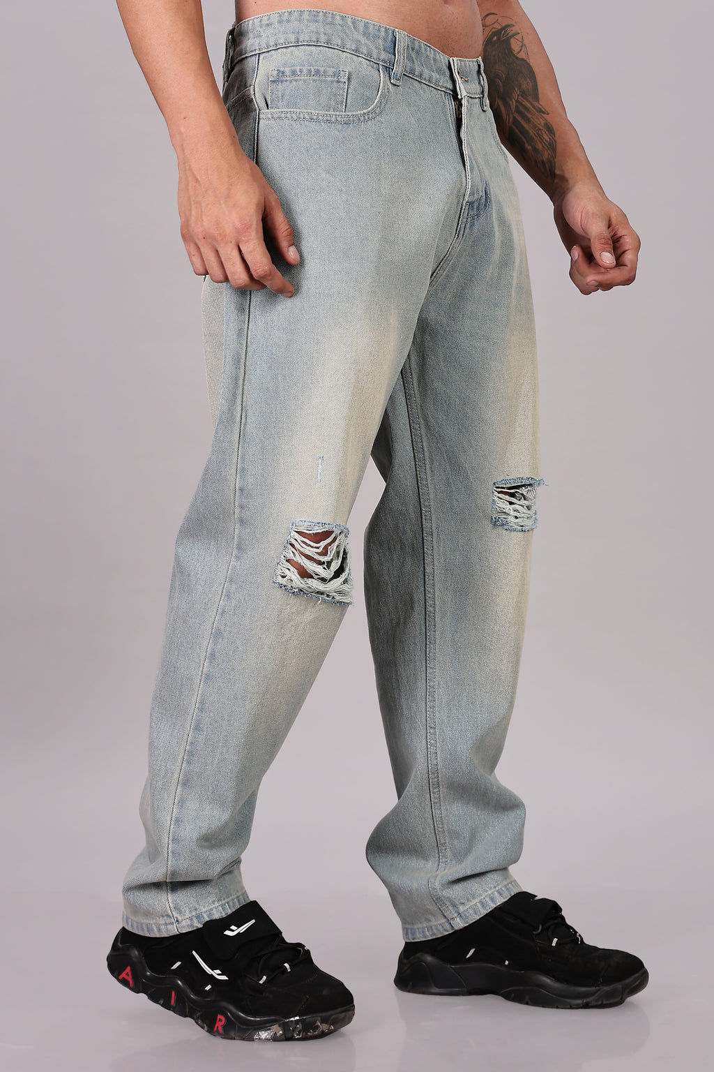 Vintage Blue Ripped Jeans | Baggy Fit