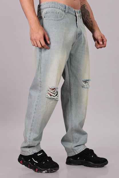 Vintage Blue Ripped Jeans | Baggy Fit