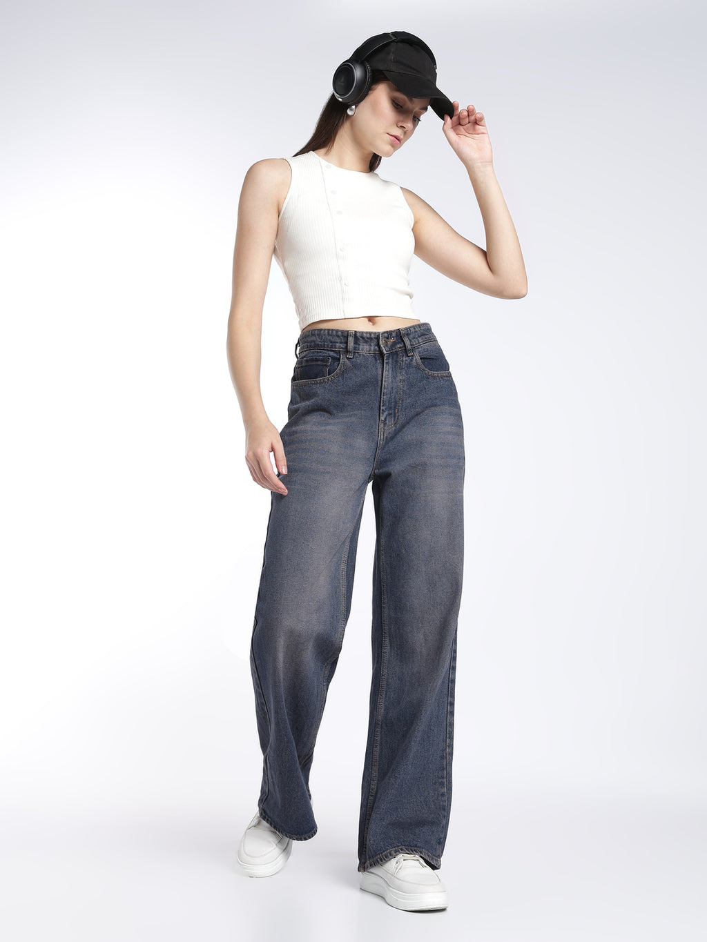 Indigo Brown Tint Wide Leg Jeans