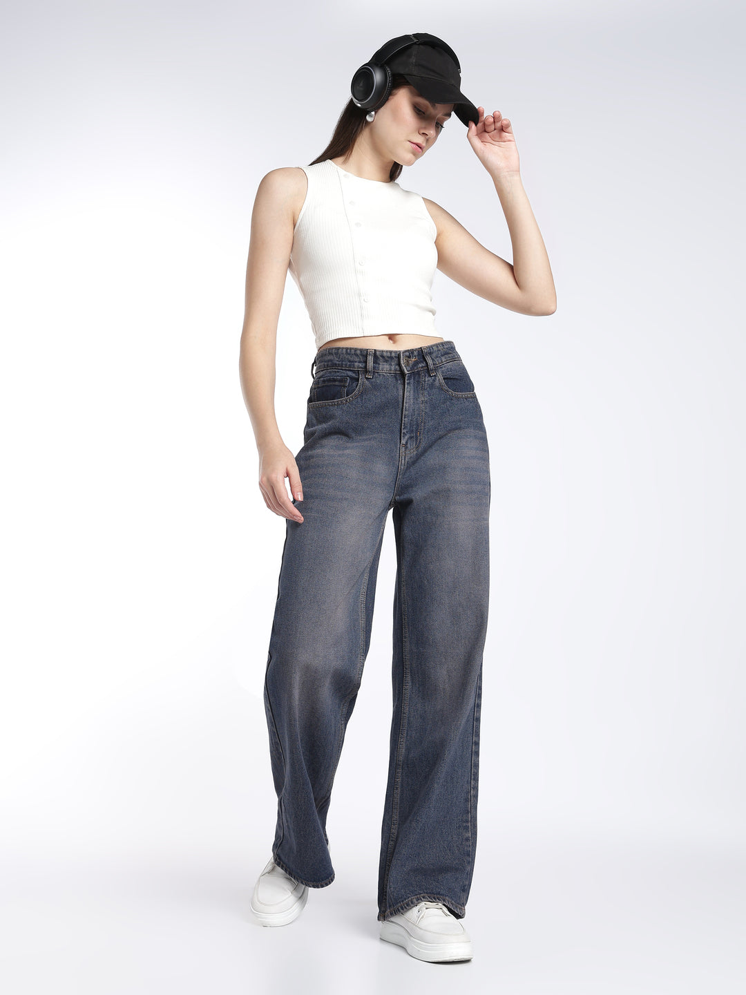 Indigo Brown Tint Wide Leg Jeans