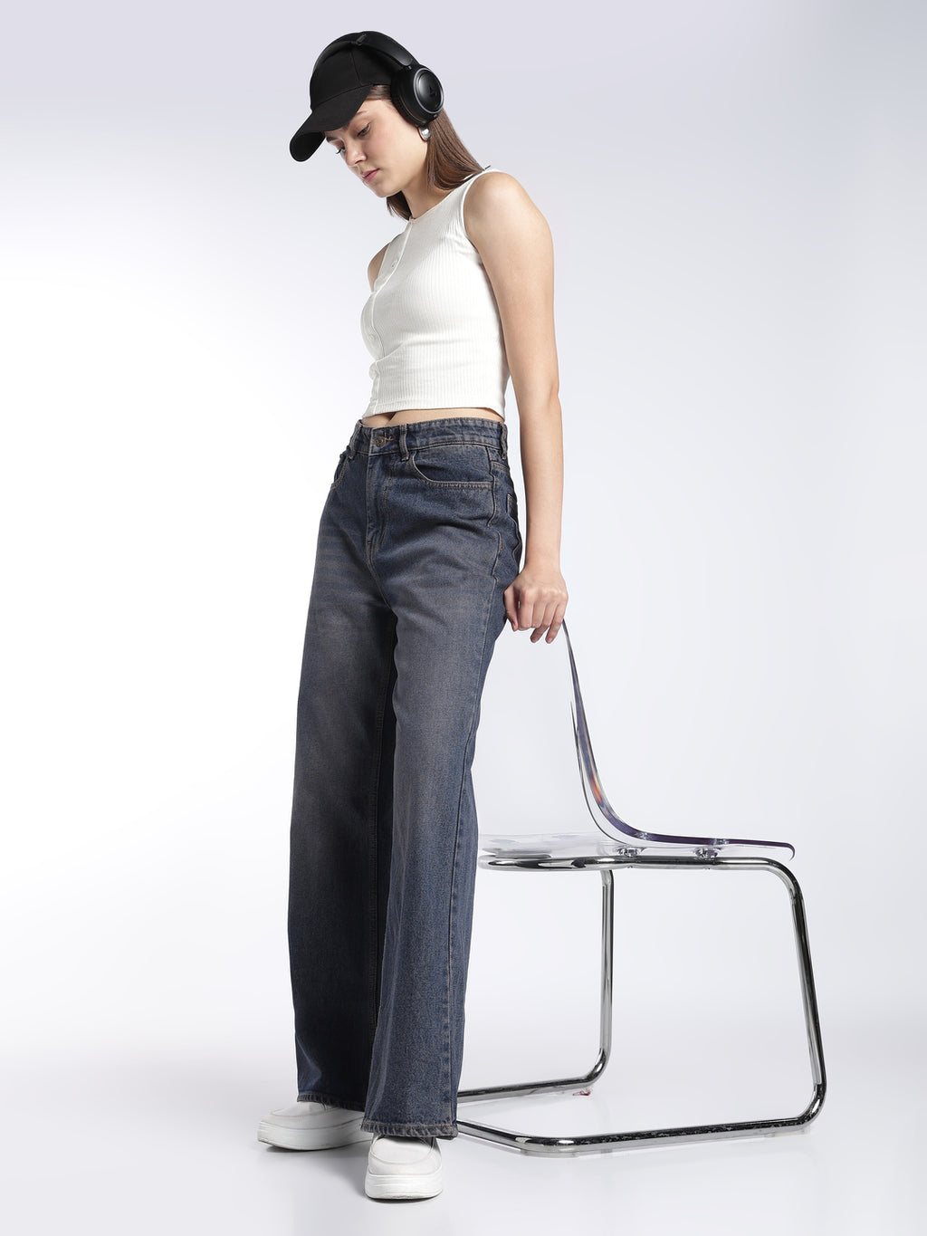 Indigo Brown Tint Wide Leg Jeans