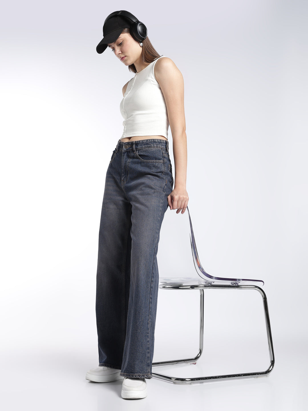Indigo Brown Tint Wide Leg Jeans