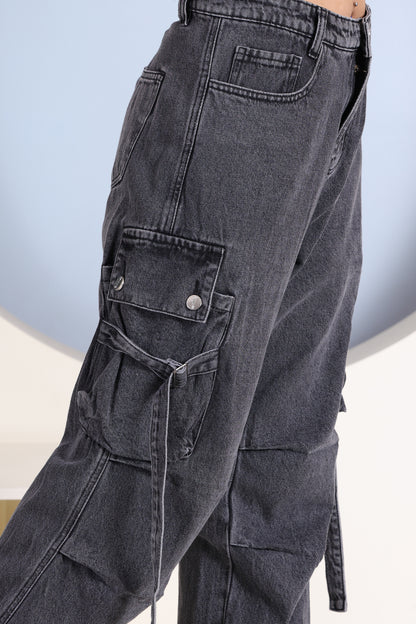 Women’s Dark Grey- 5 Pocket Cargo Joggers – Utility Fit