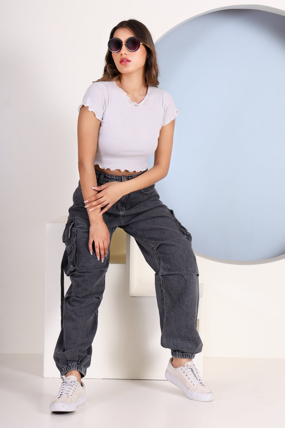 Women’s Dark Grey- 5 Pocket Cargo Joggers – Utility Fit