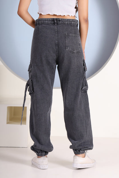 Women’s Dark Grey- 5 Pocket Cargo Joggers – Utility Fit