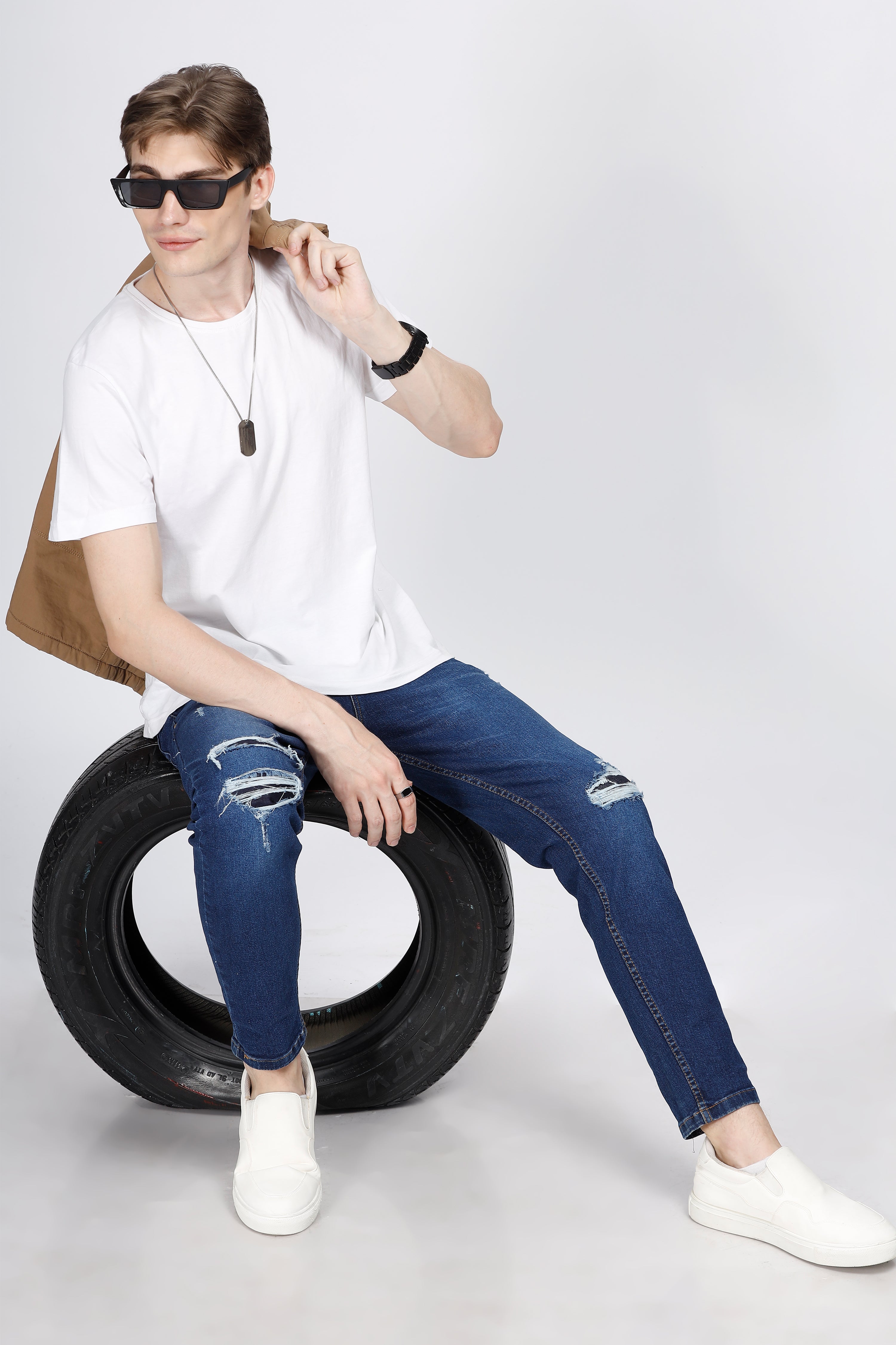 Ripped Skinny Blue Jeans