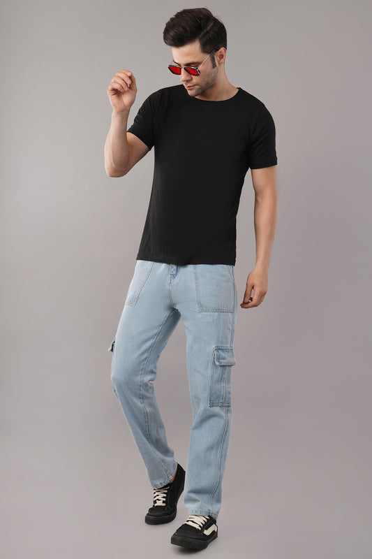 6 Pocket Cargo Light Blue Jeans