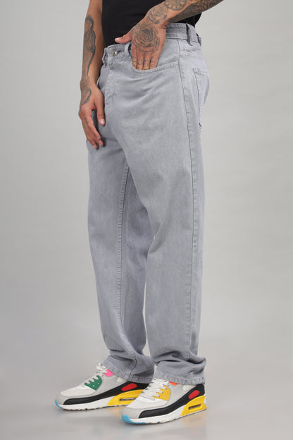 Plain Baggy Light Grey Jeans