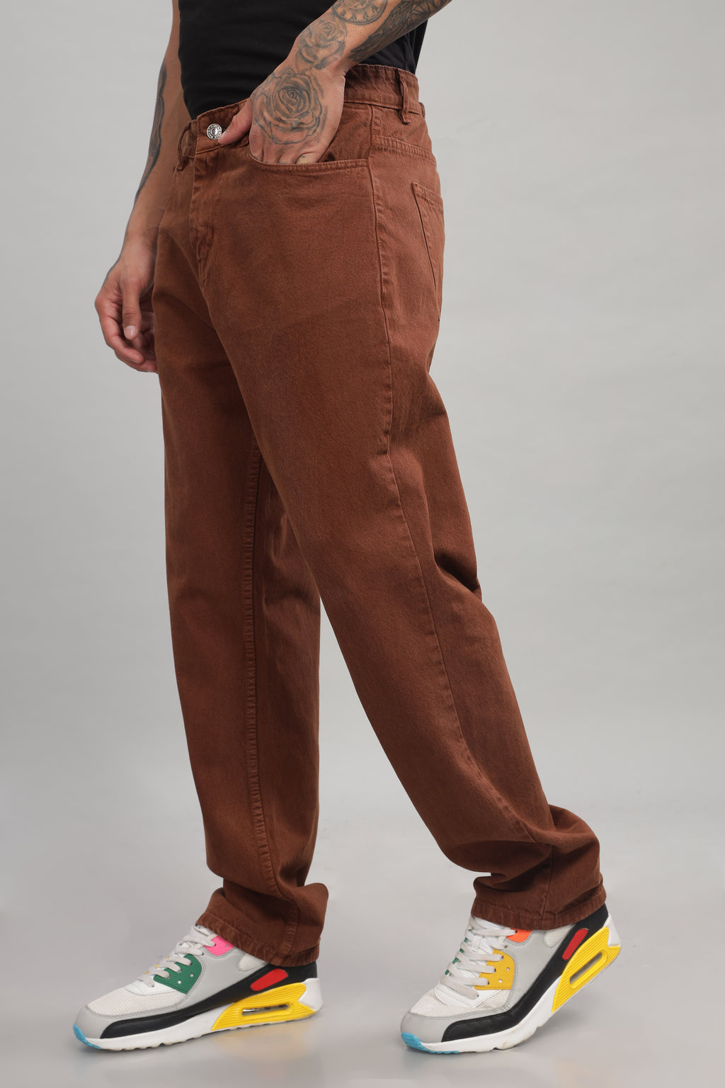 Plain Baggy Brown Jeans