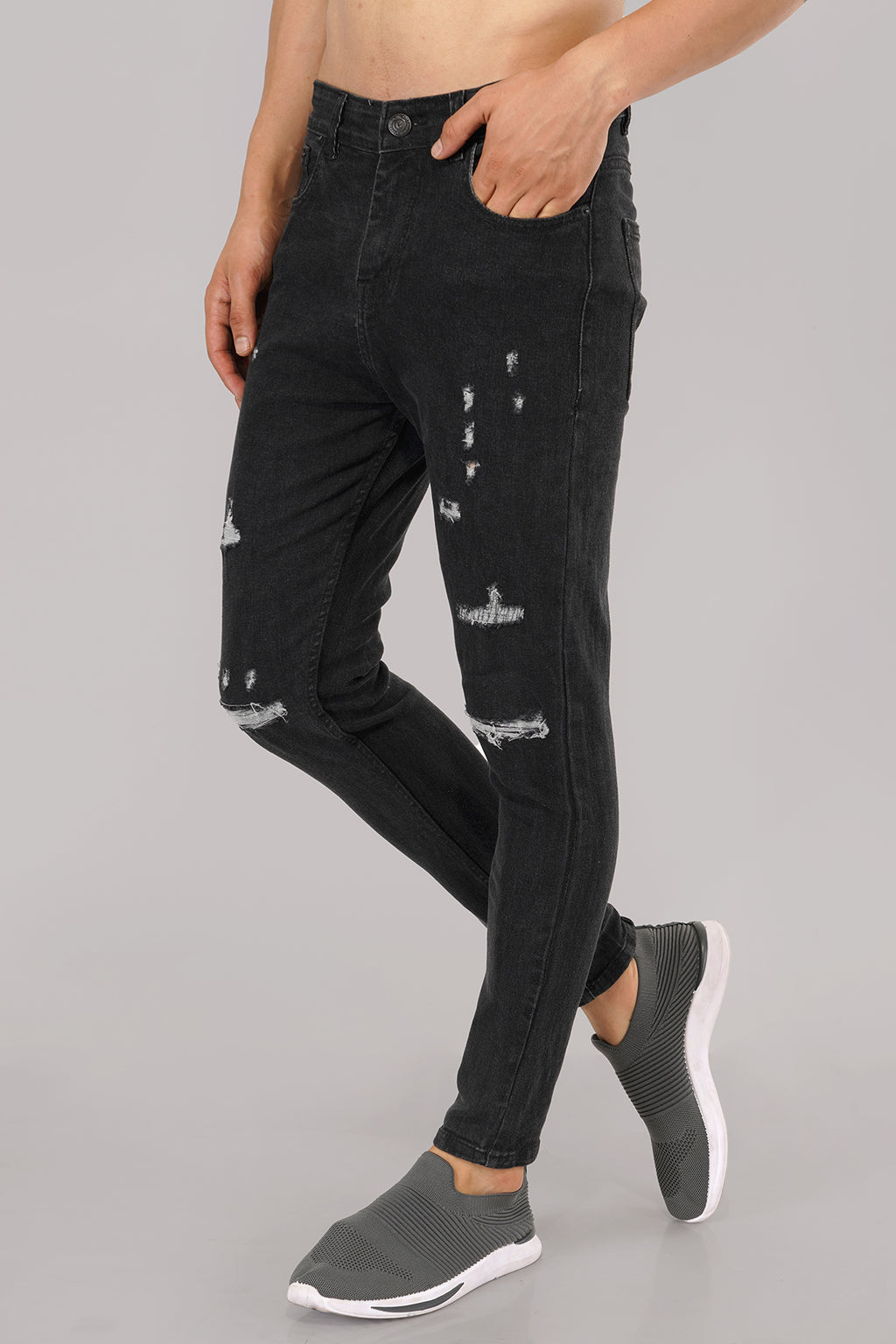 Ripped Skinny Grey Jeans