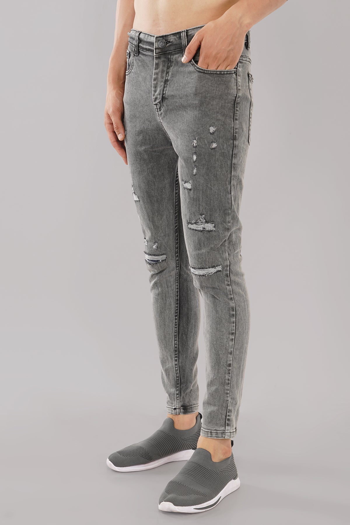 Ripped Skinny Light Grey Jeans