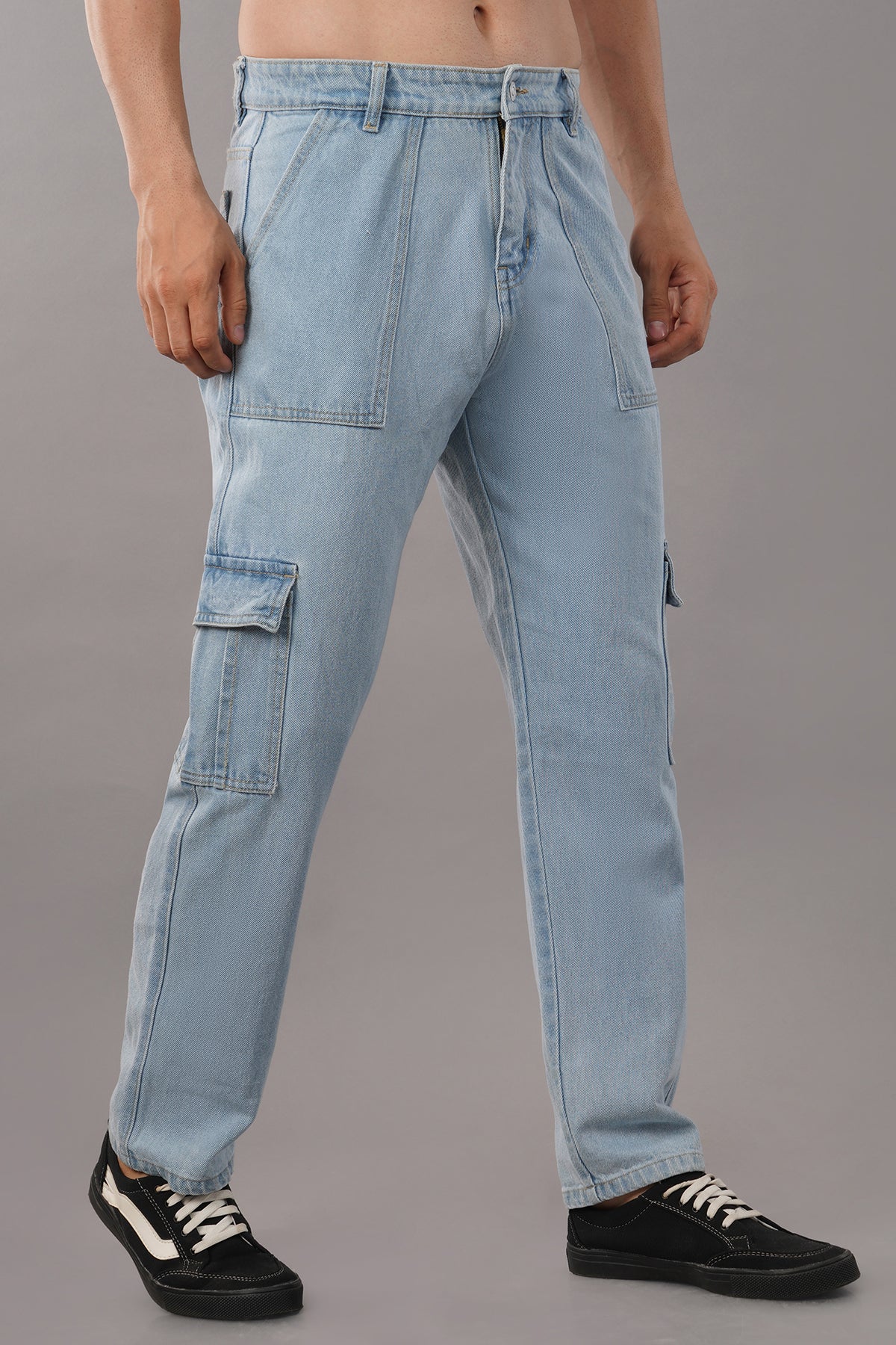 6 Pocket Cargo Light Blue Jeans