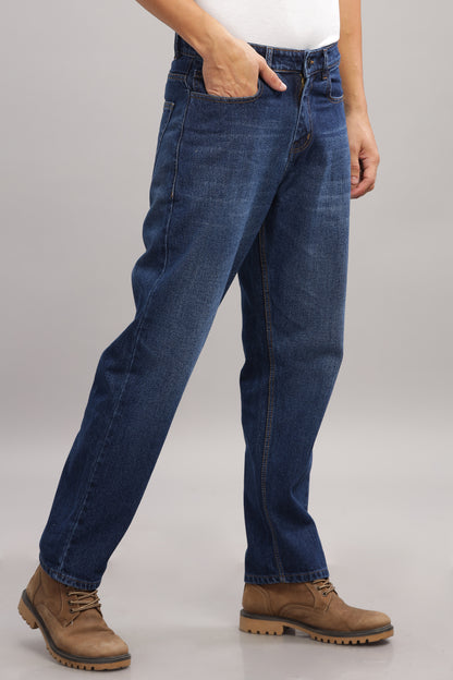 Plain Baggy Dark Blue Jeans