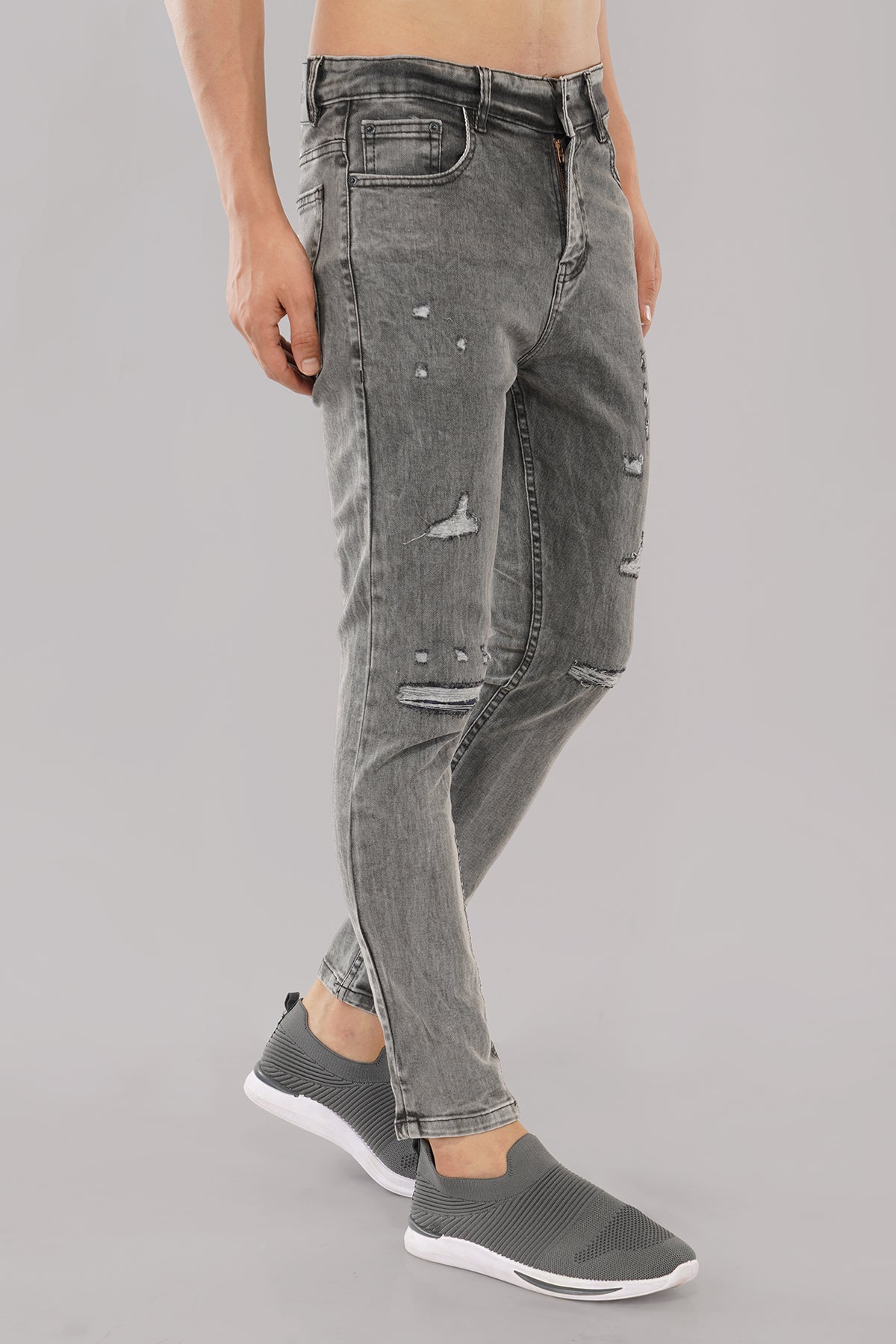 Boohoo Ripped Acid Wash Jeans Mens Boohoo Light Grey Paint
