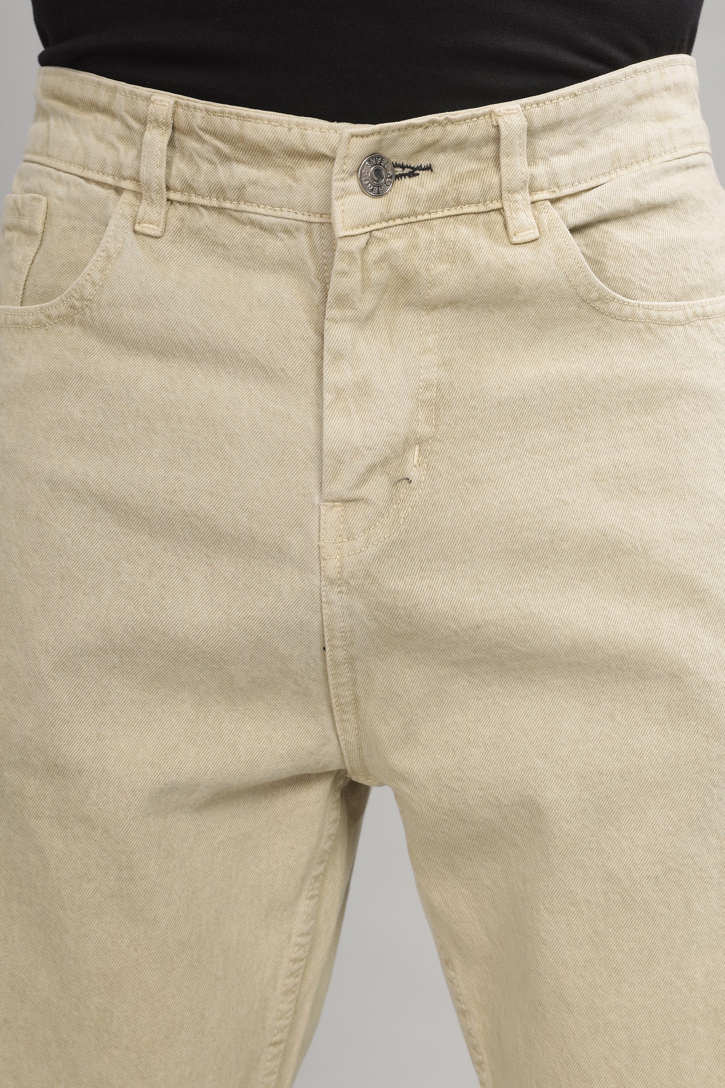 Plain Baggy Beige Jeans