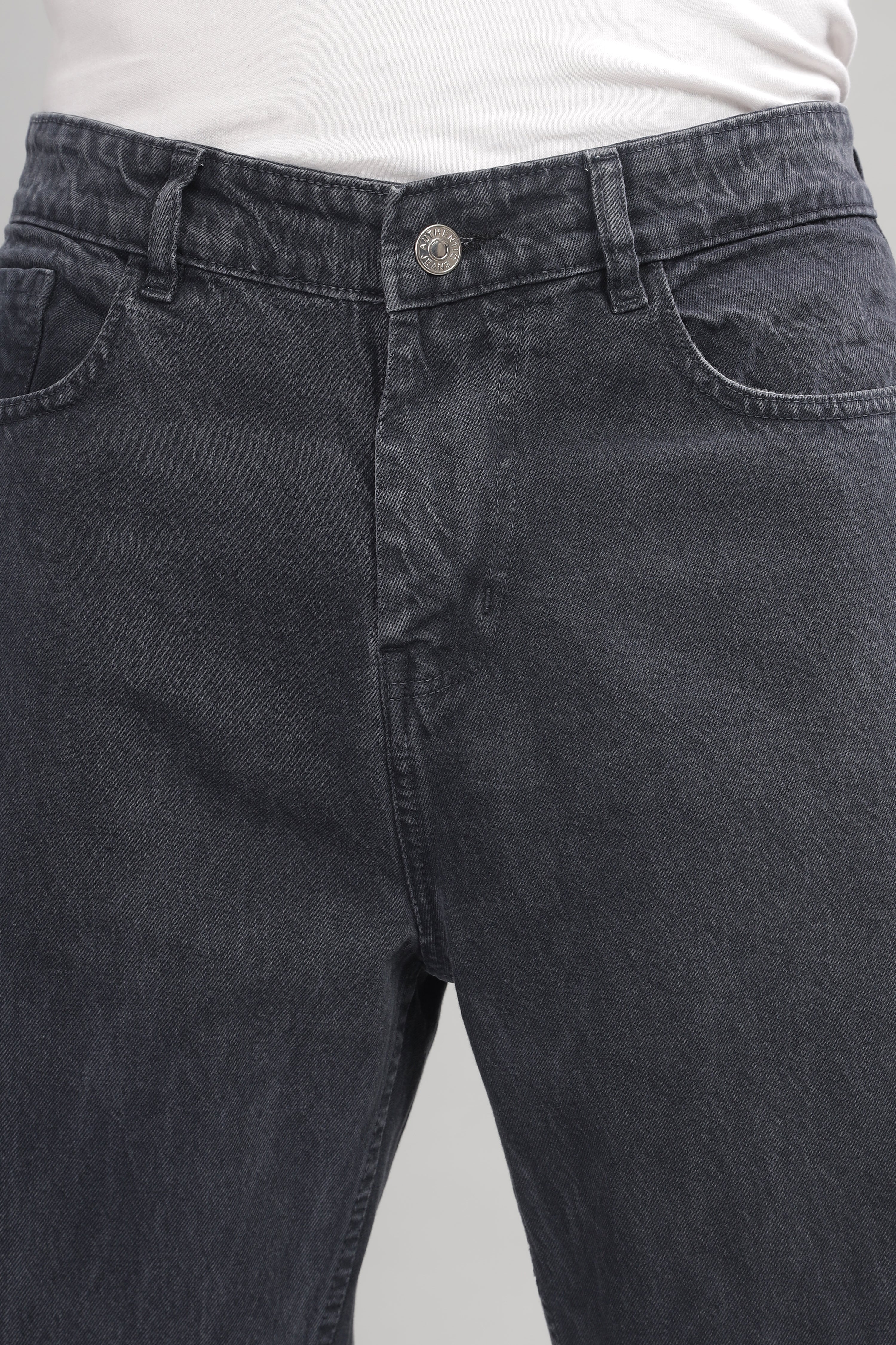 Plain Baggy Dark Grey Jeans