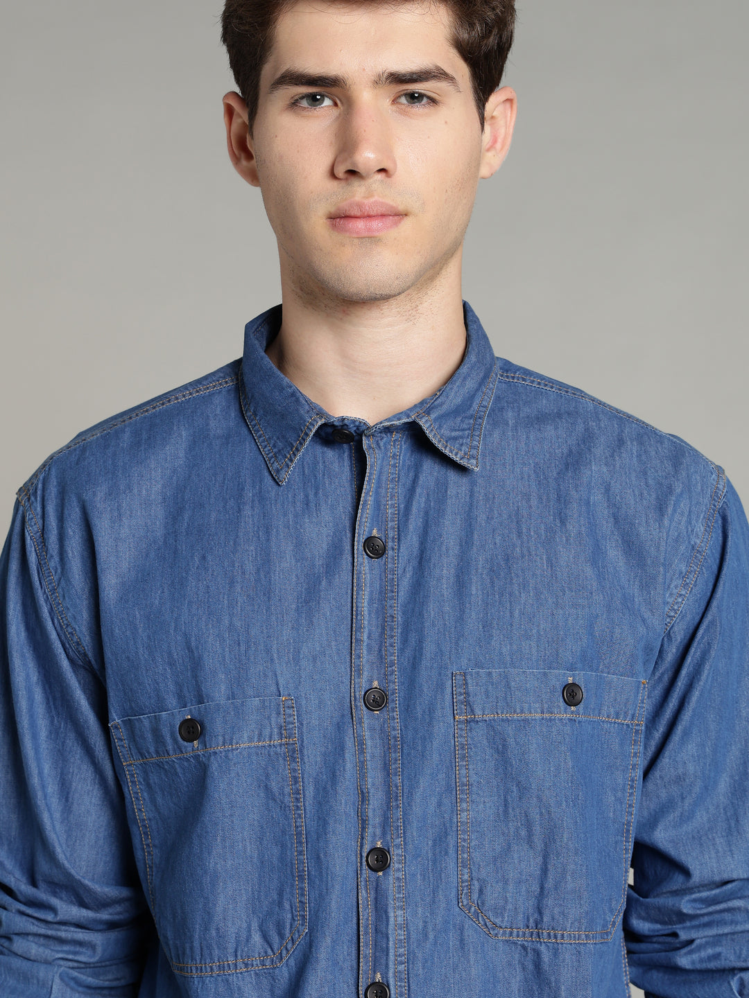 Denim Mid Blue Shirt | Relax Fit