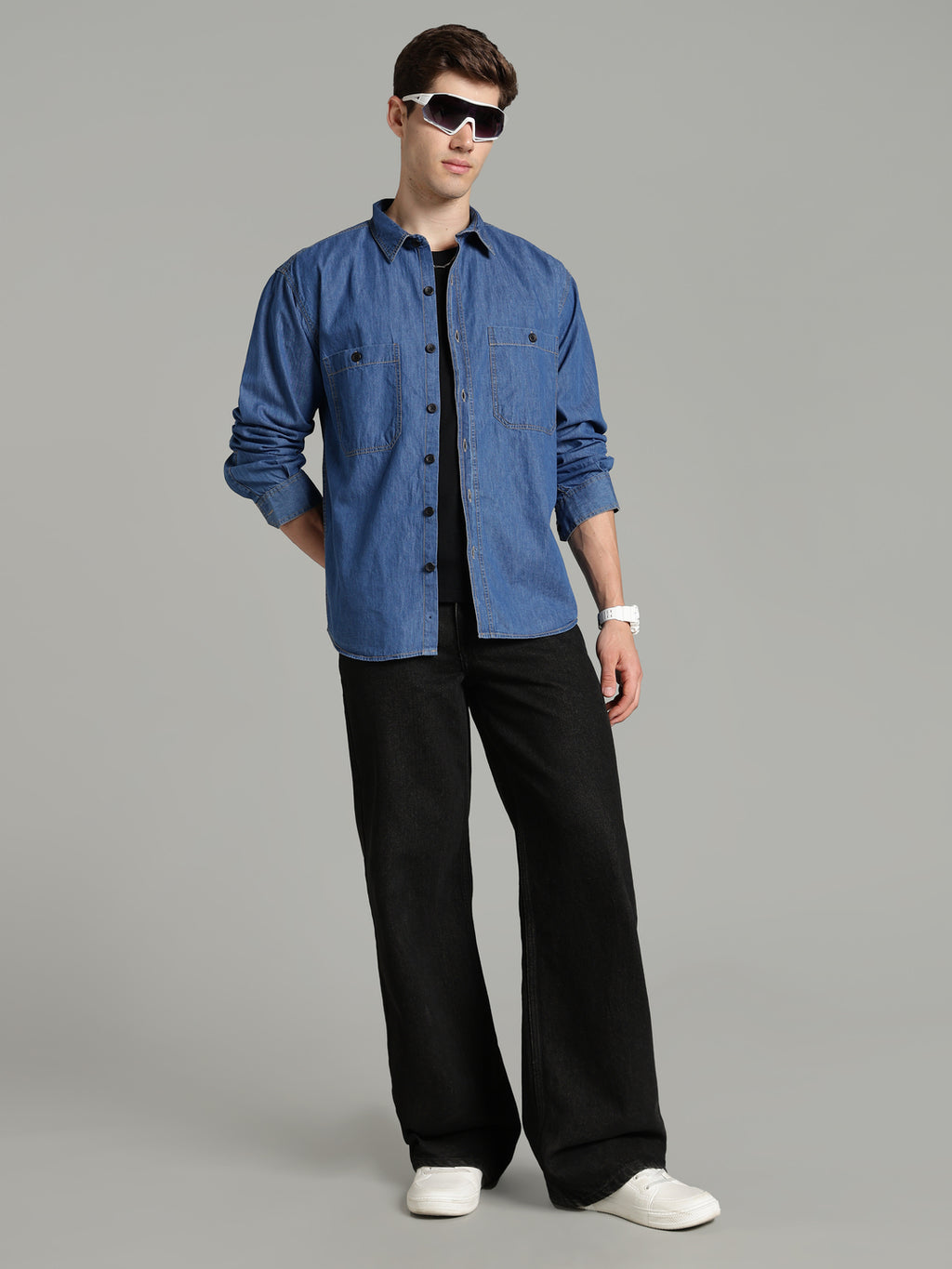 Denim Mid Blue Shirt | Relax Fit