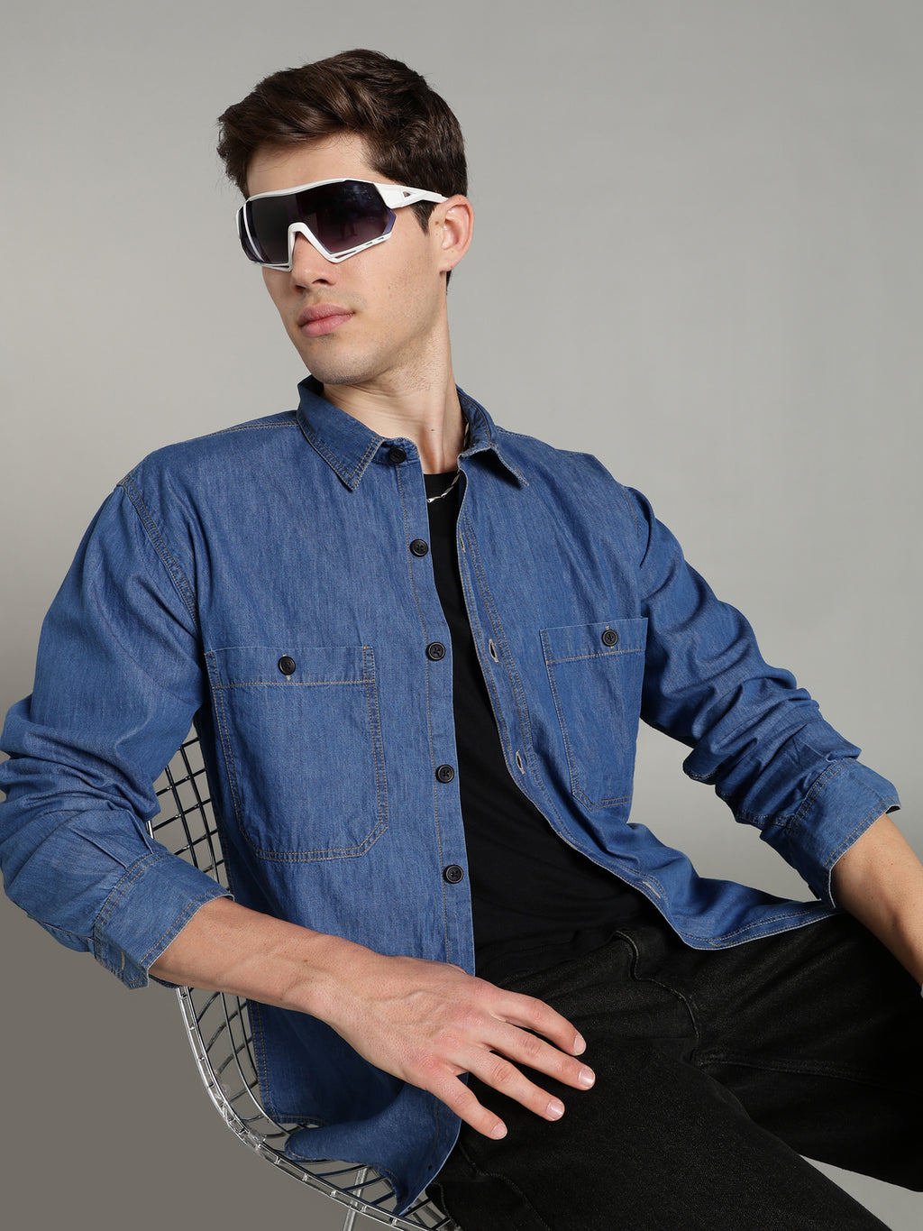 Denim Mid Blue Shirt | Relax Fit