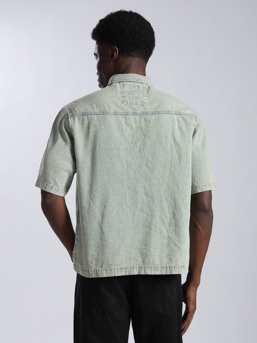 Boxy Fit Zipper Shirt | Vintage Blue