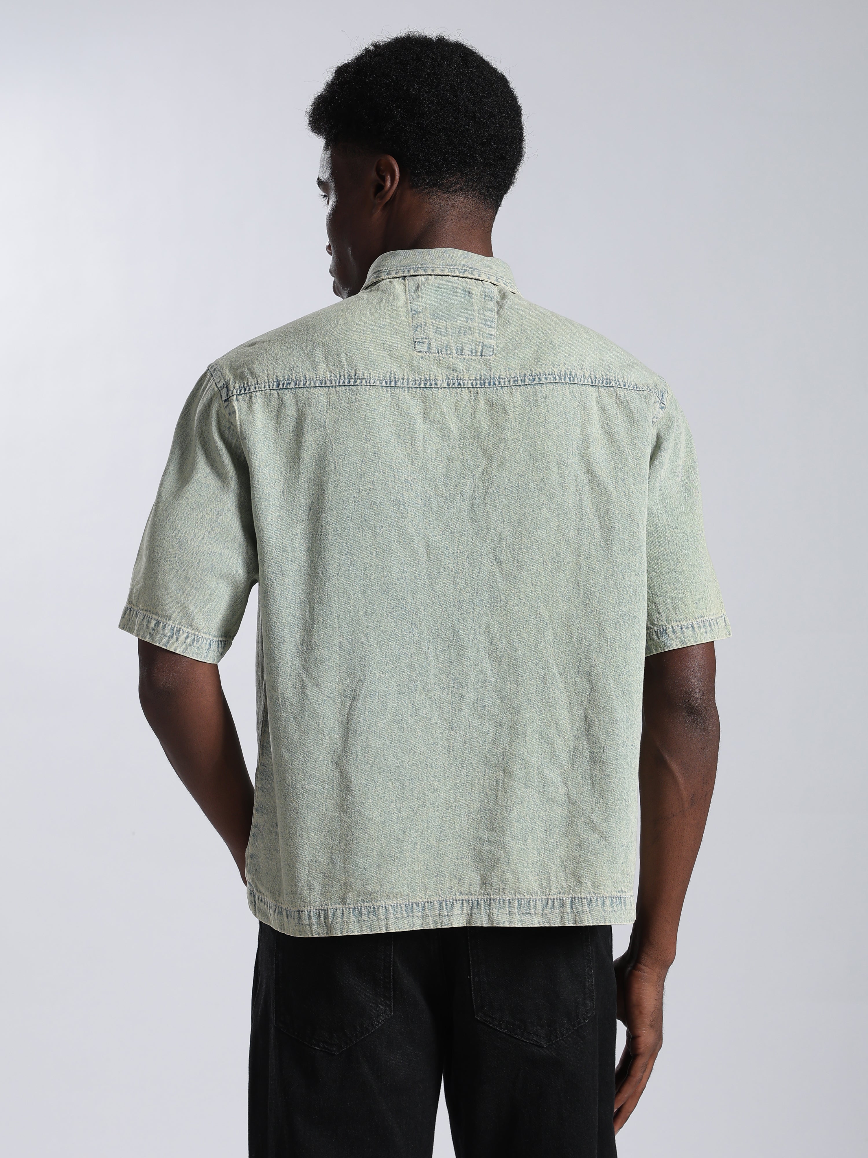 Boxy Fit Zipper Shirt | Vintage Blue