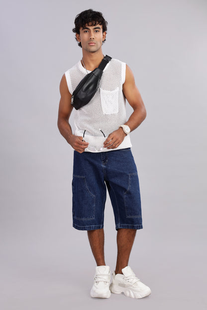 Foulchild Men's Dark Blue Baggy Carpenter Denim Jorts