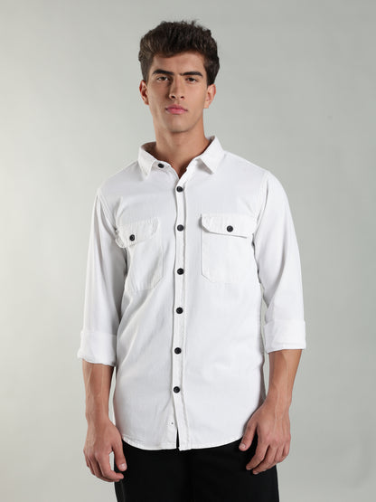 White cotton Shirt | Regular Fit