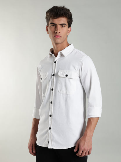 White cotton Shirt | Regular Fit