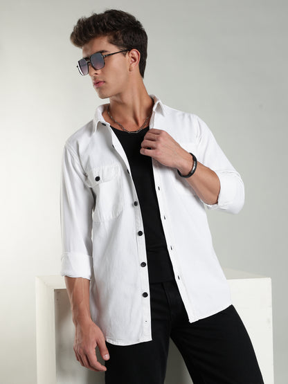 White cotton Shirt | Regular Fit