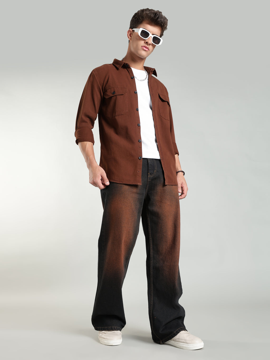 Brown Wide Leg Jeans