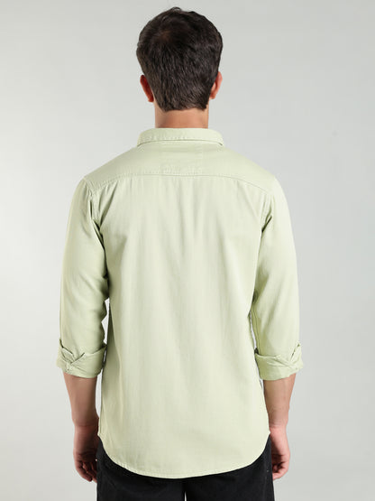 Mint Green Cotton Shirt | Regular Fit