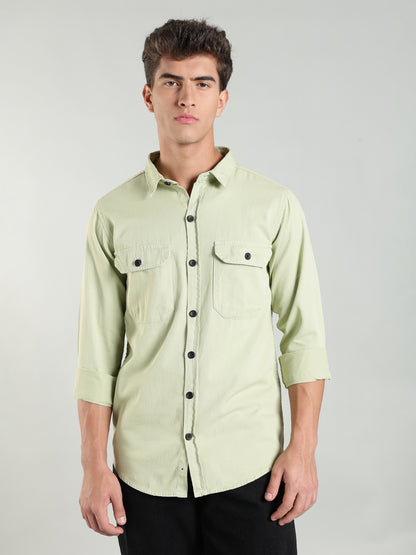Mint Green Cotton Shirt | Regular Fit