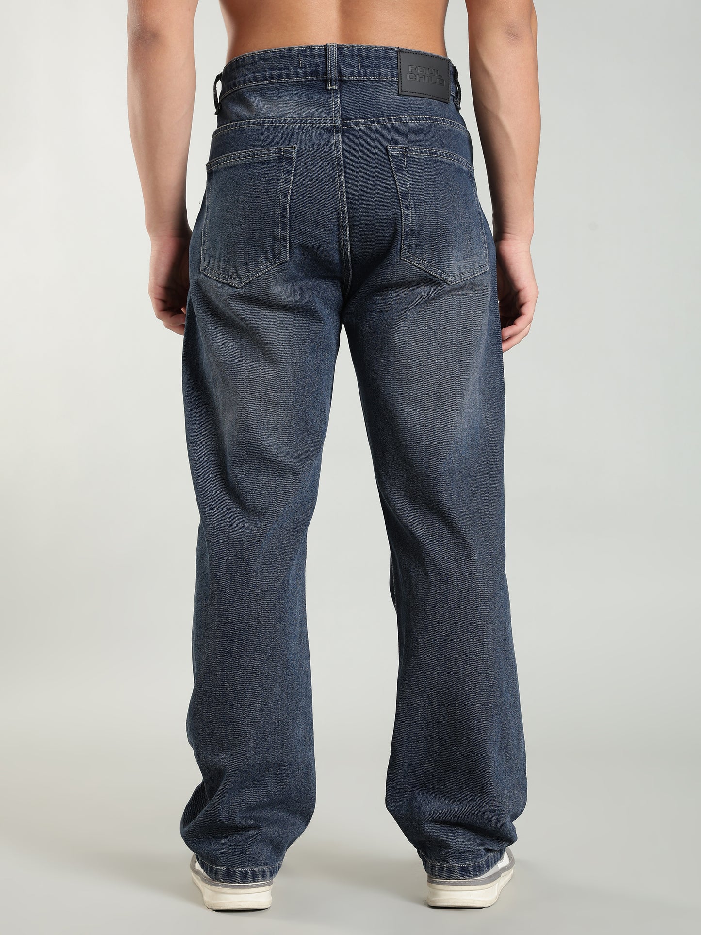 Dark Vintage Blue Ripped Jeans | Baggy Fit