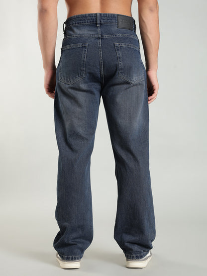 Dark Vintage Blue Ripped Jeans | Baggy Fit