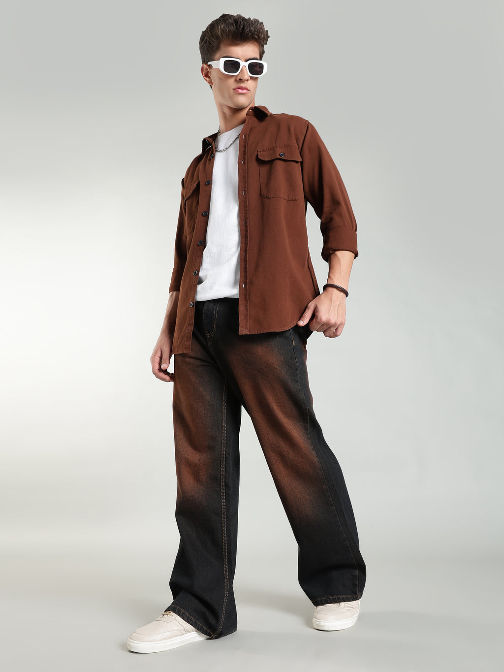 Brown Wide Leg Jeans
