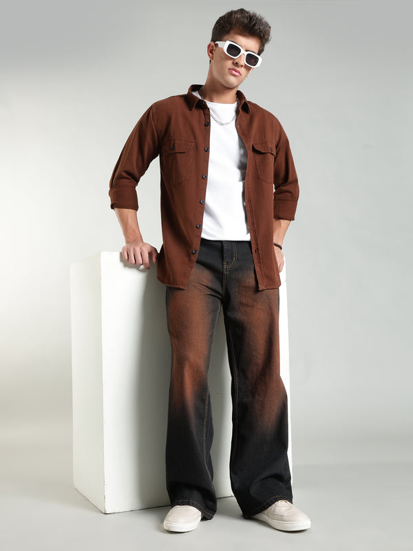 Brown Wide Leg Jeans