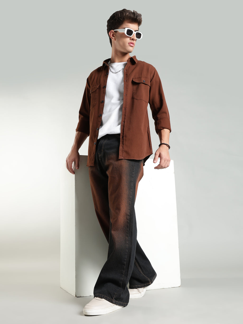 Brown Wide Leg Jeans