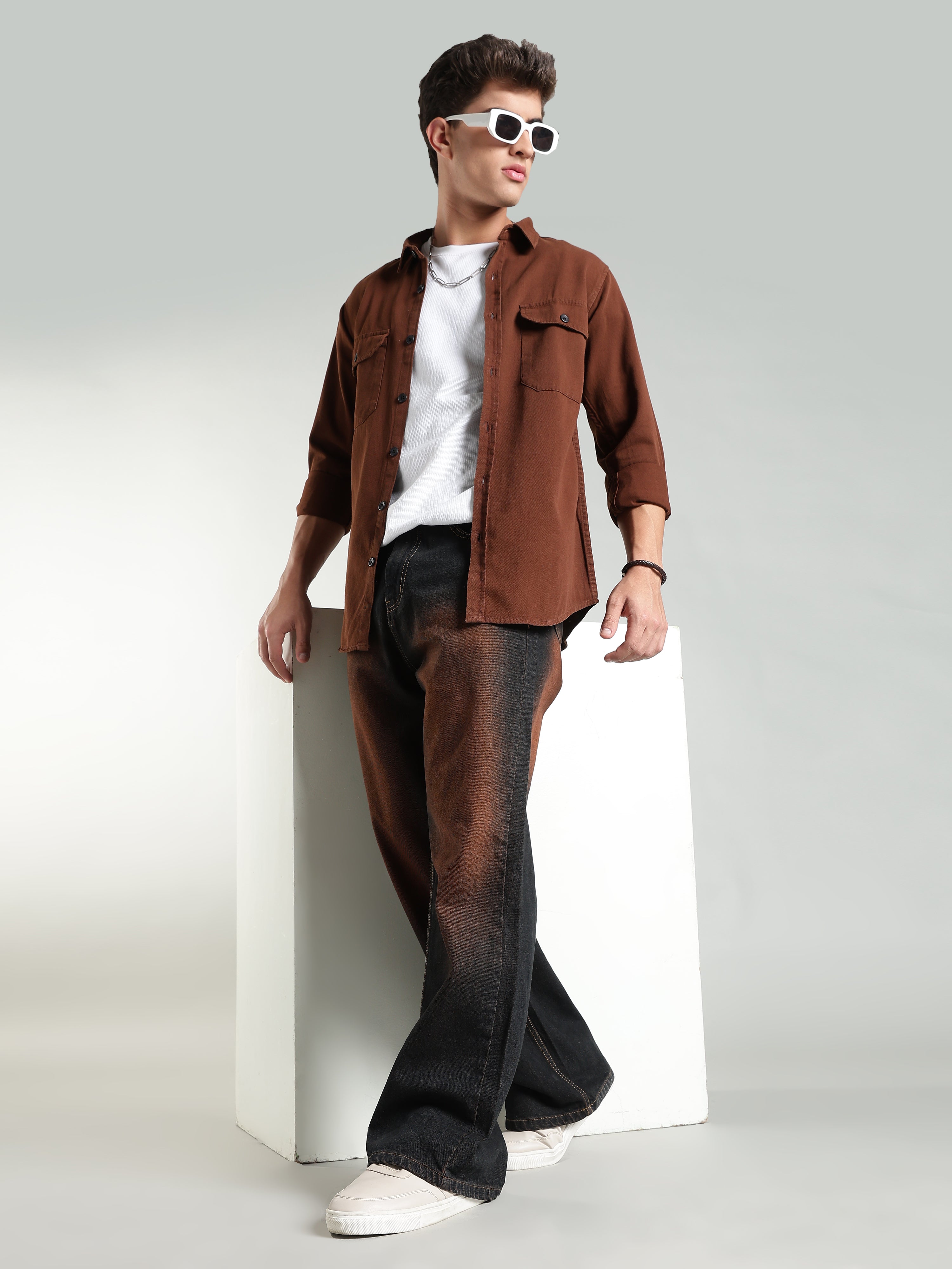Brown Wide Leg Jeans