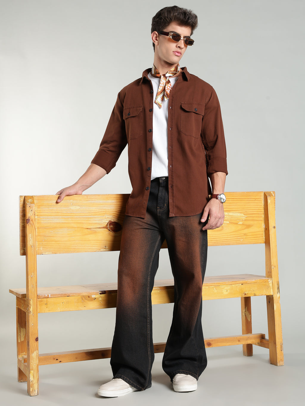 Brown Cotton Shirt | Regular Fit