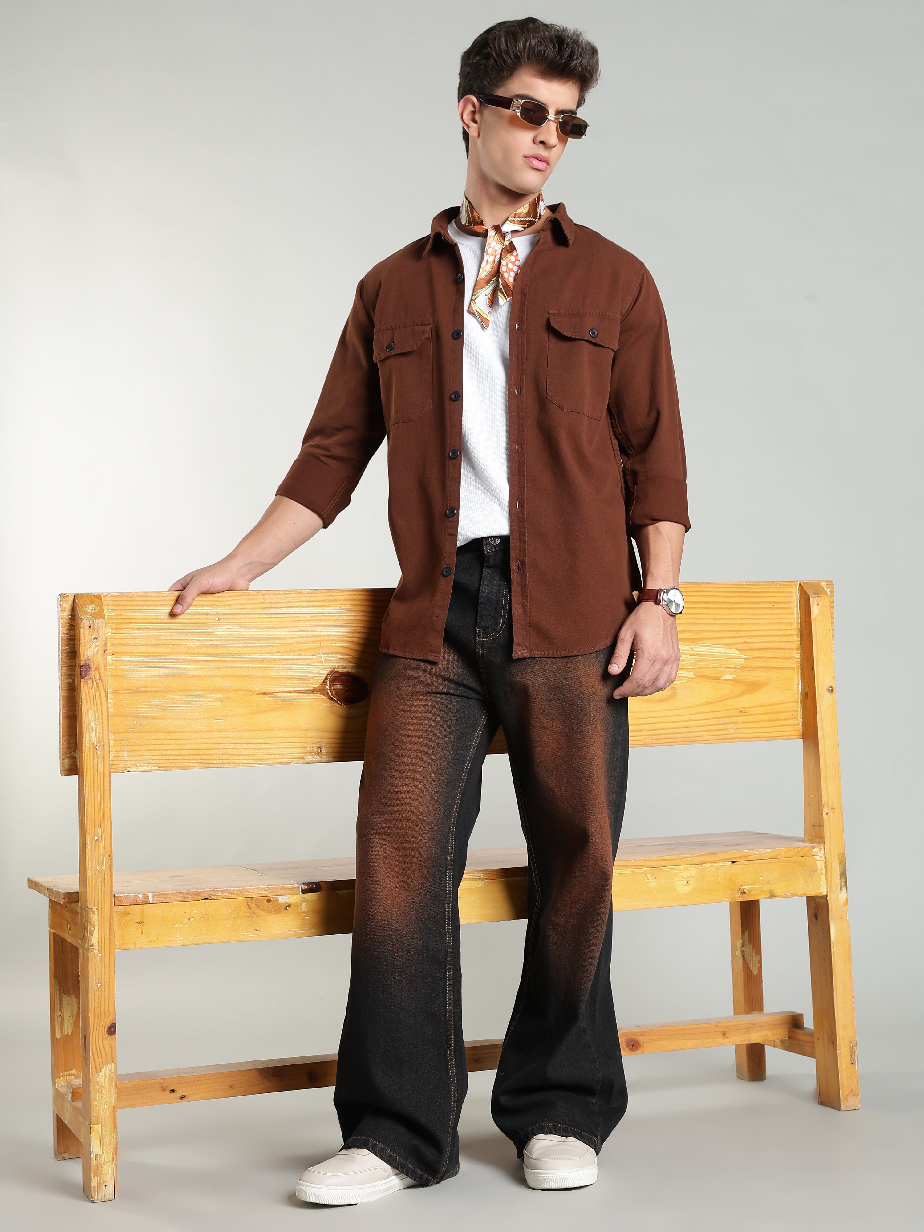 Brown Cotton Shirt | Regular Fit