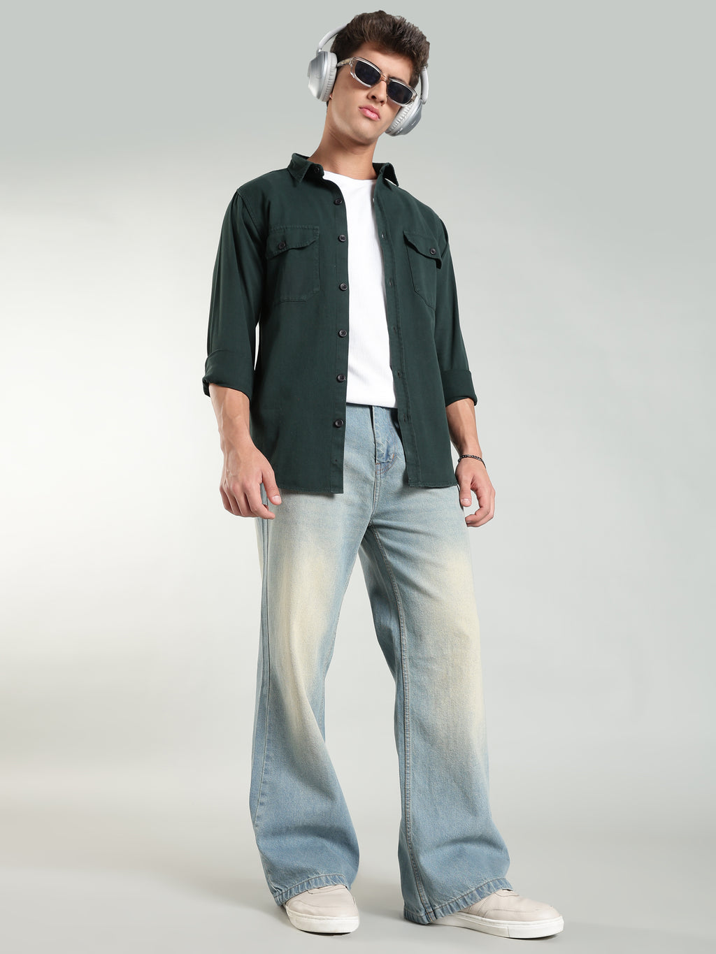 Vintage Washed Wide Leg Jeans
