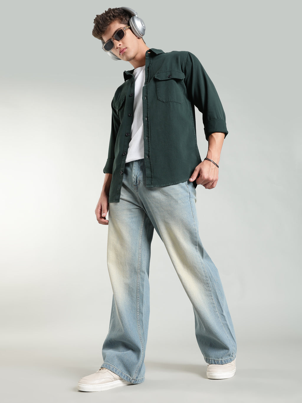 Vintage Washed Wide Leg Jeans