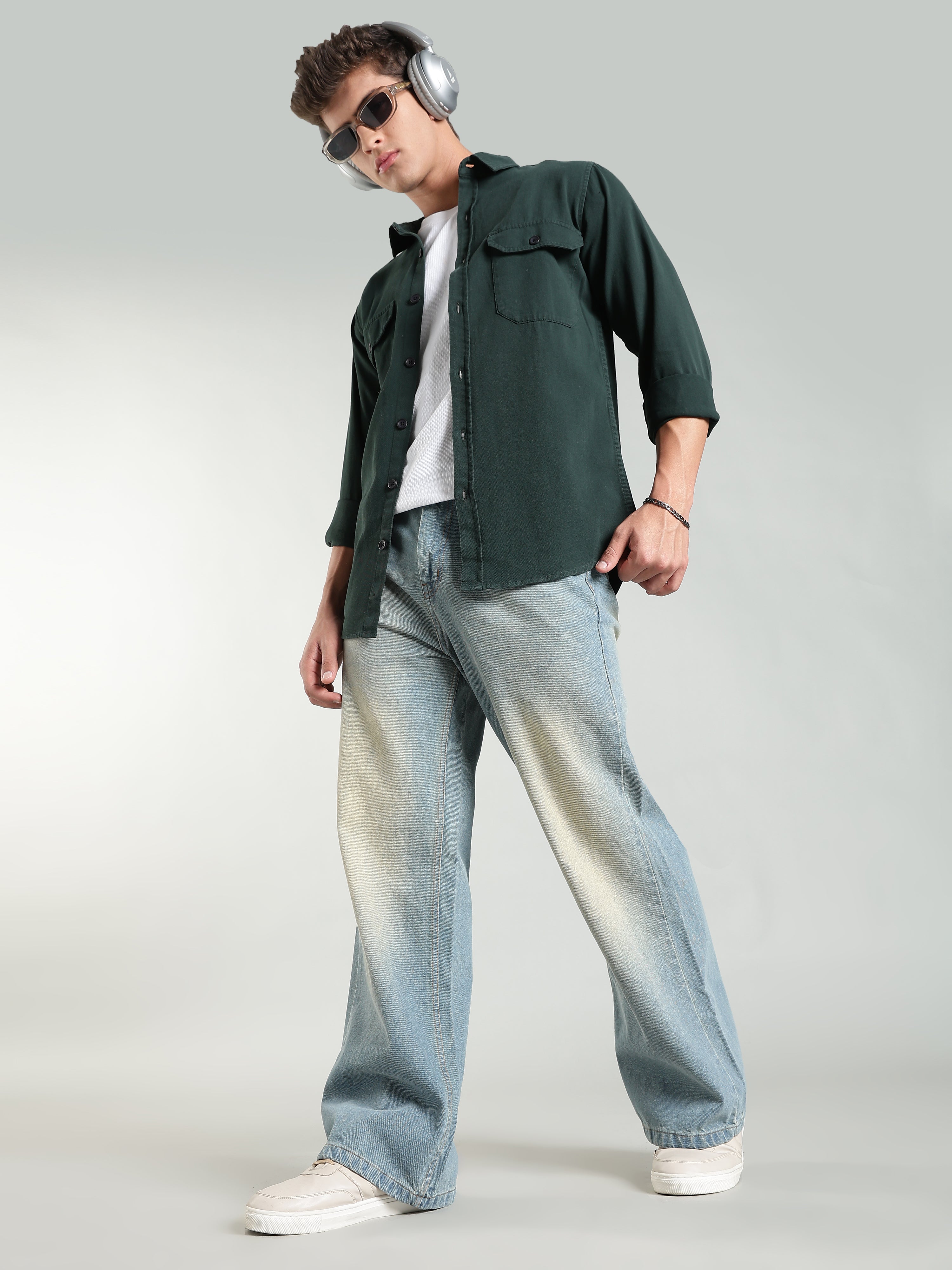 Vintage Washed Wide Leg Jeans