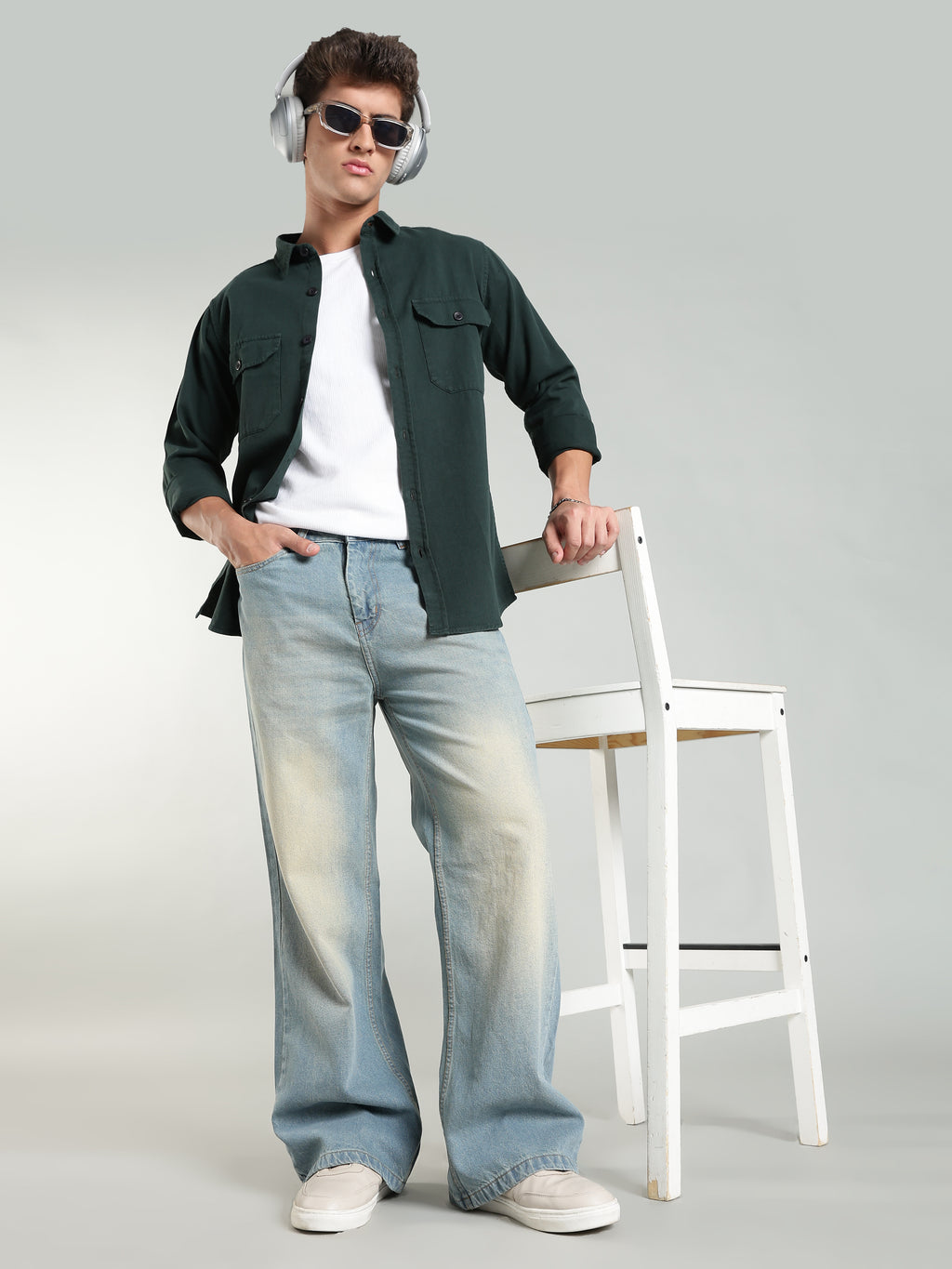 Vintage Washed Wide Leg Jeans
