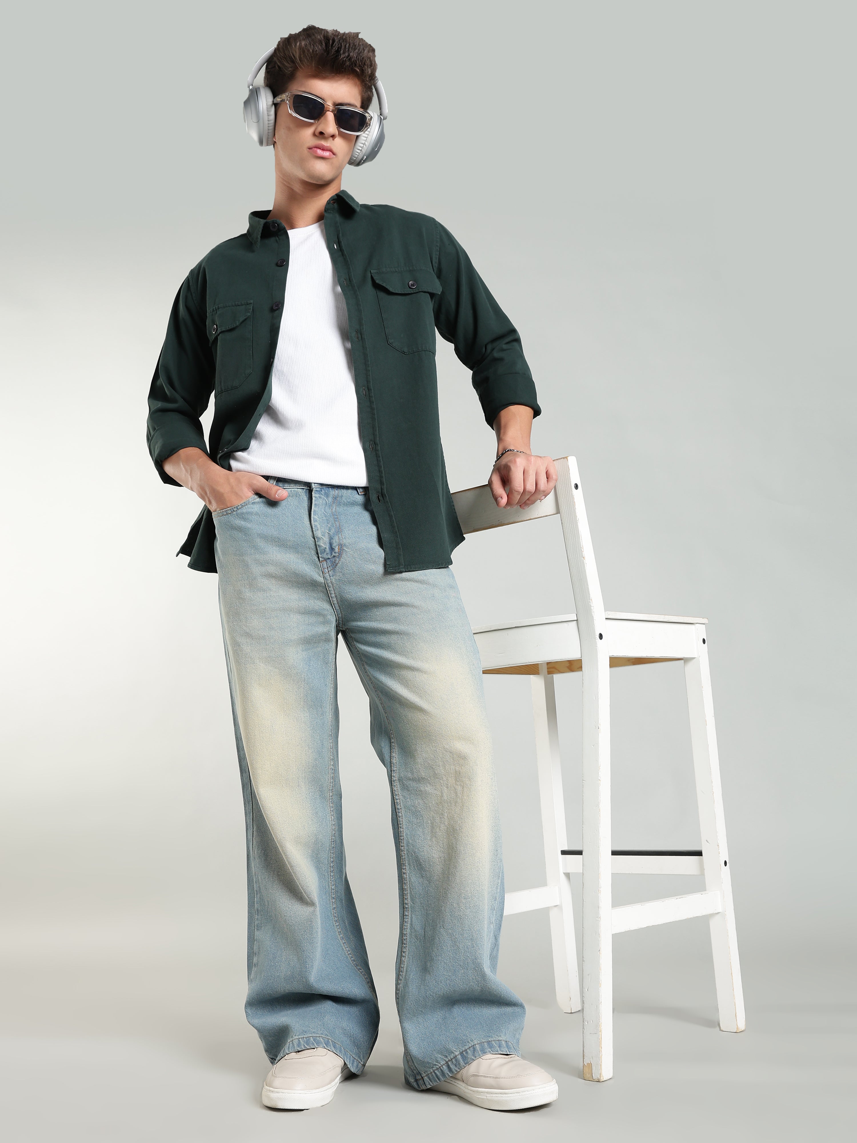 Vintage Washed Wide Leg Jeans