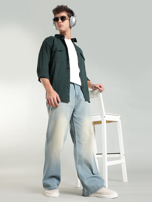 Vintage Washed Wide Leg Jeans