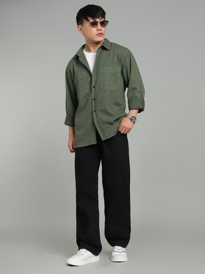 Dark Green Oversized/ Relax Fit Shirt
