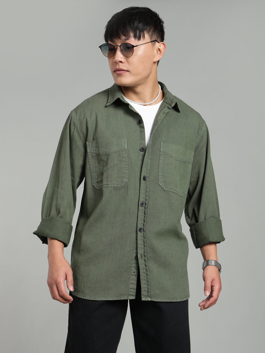 Dark Green Oversized/ Relax Fit Shirt