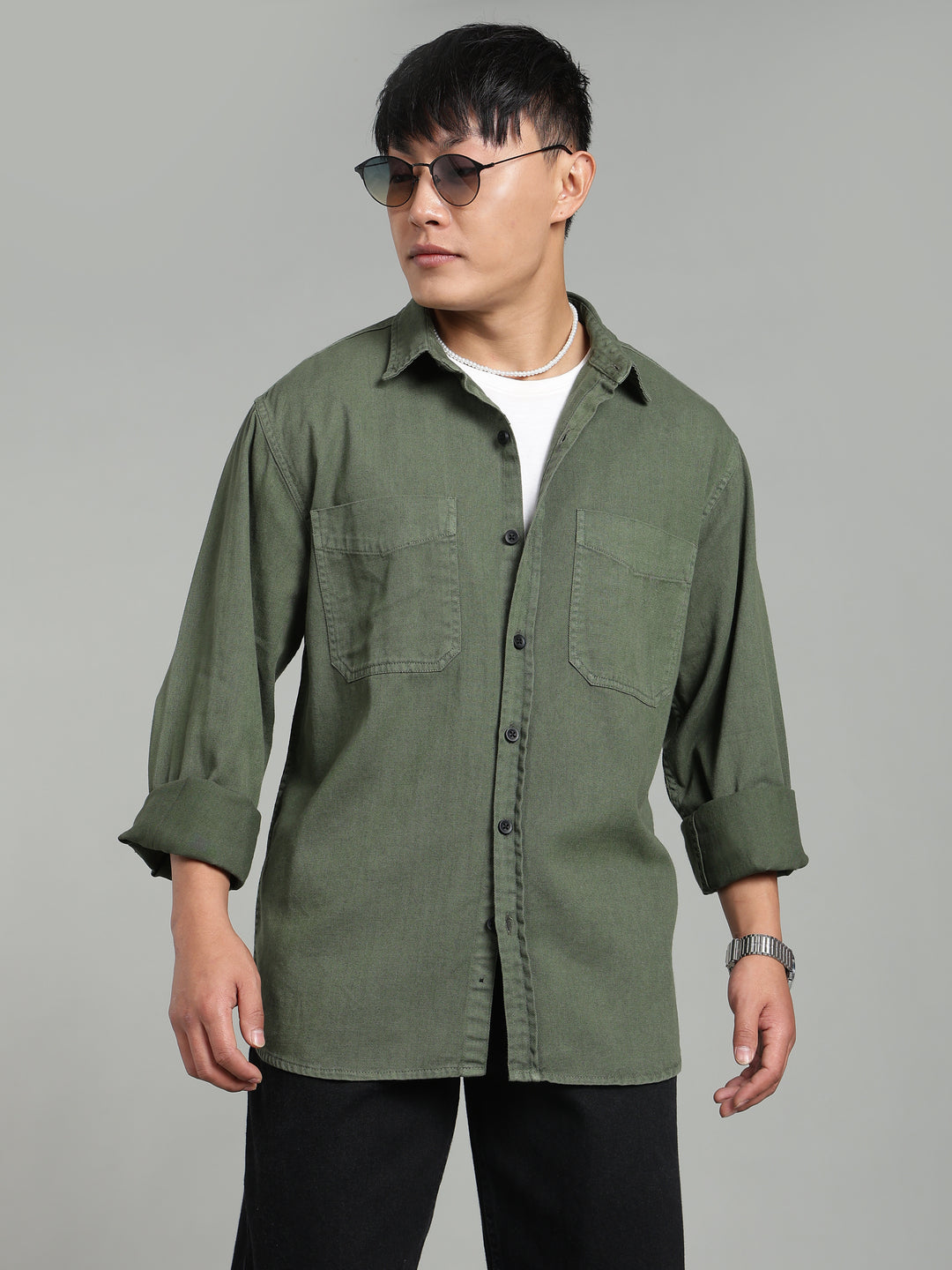 Dark Green Oversized/ Relax Fit Shirt